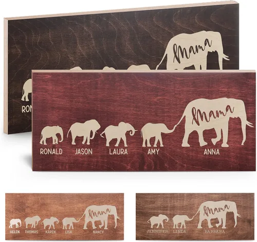 Miniatura 10 de Regalos para el día de la madre para mamá, letrero personalizado con nombres de niños, grabado, 4 colores, 11 x 5, regalos personalizados