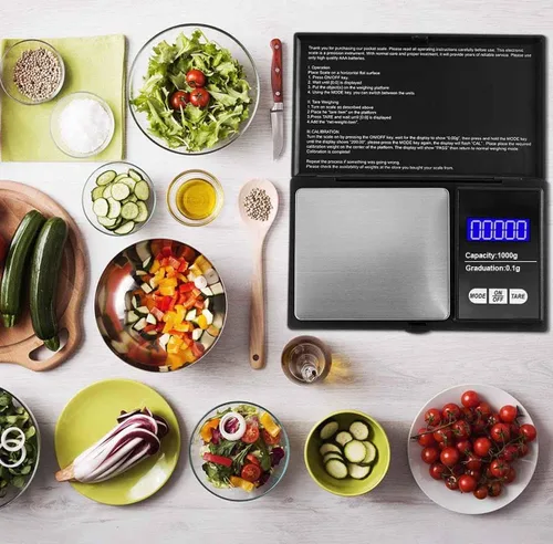 Miniatura 3 de Báscula de bolsillo digital de pesar gramos, 35.27 oz x 0.00 oz, báscula digital de gramos, báscula de alimentos, báscula de joyería, color negro