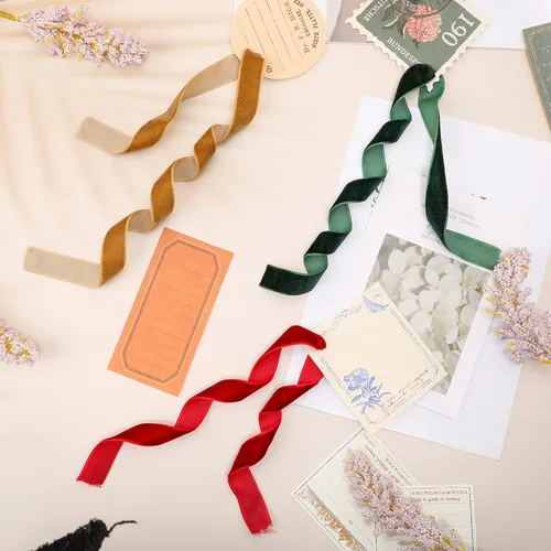 Miniatura 6 de Patelai 3 rollos de cinta de terciopelo de Navidad de 75 yardas, carrete de cinta de terciopelo vintage, rollo de cinta de terciopelo verde, rojo
