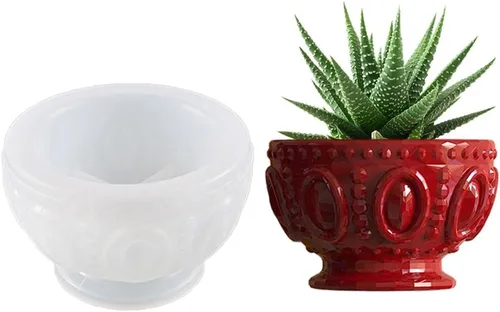 Moldes de macetas de flores de concreto de silicona, moldes de plantador de cemento y arcilla de silicona, moldes redondos de cuenco de resina,