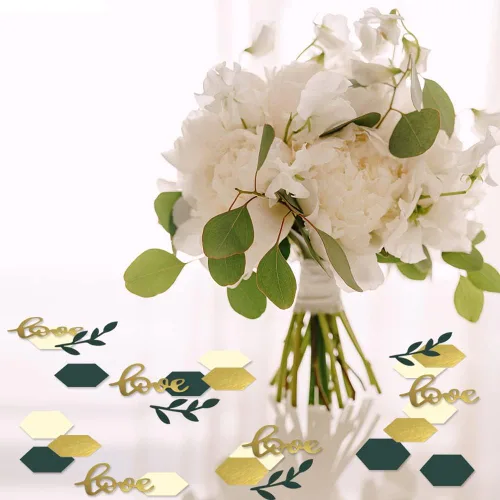 Miniatura 4 de Greenery - Confeti de mesa de boda, confeti bohemio para fiesta temática de amor, hojas de salvia, mesa de compromiso, suministros de decoración