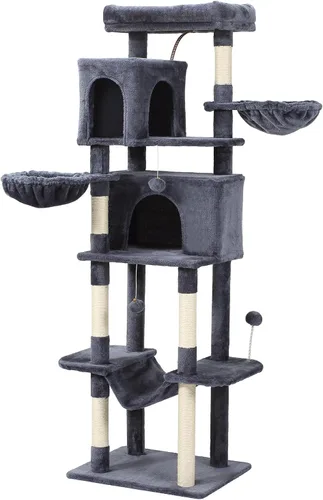 Letkind Árbol para gatos de 70 pulgadas, torre grande para gatos con hamaca, poste rascador, condominio y torre para gatos de varios niveles para