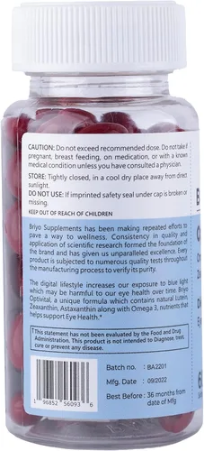 Miniatura 4 de Briyo OptiVital Suplemento para la salud ocular – Luteína, zeaxantina, astaxantina y omega-3 de fuentes naturales – Apoya la visión, la salud