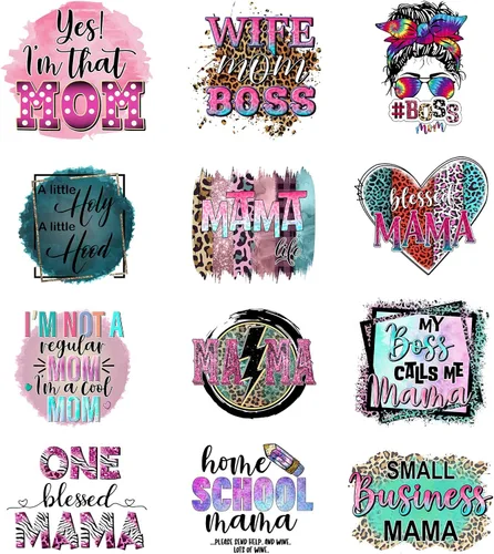 Miniatura 10 de 12 piezas de letras Mama para planchar, calcomanías de transferencia térmica DIY para ropa de mujer, pegatinas para planchar en camisetas, jeans
