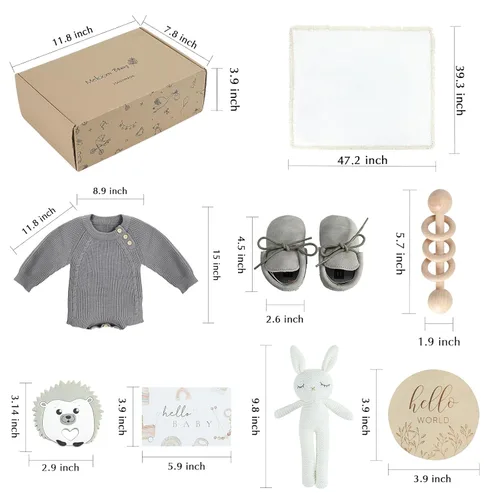 Miniatura 3 de meloom Set de regalo para bebé, caja de regalo para recién nacido, boho, género neutro, unisex, artículos esenciales para bebés, regalos de baby
