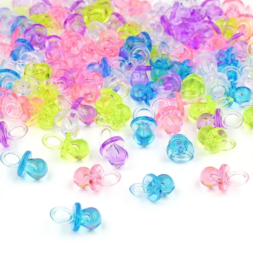 150 Mini Chupetes para Juego de Baby Shower (5 Colores), Chupetes de Plástico de 0.86 Pulgadas para Baby Shower, Favores de Fiesta de Revelación de