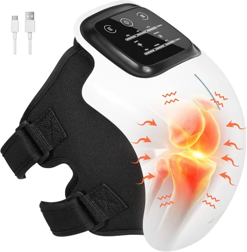 Medcursor - Masajeador de rodilla, masajeador de rodilla calentado inalámbrico con 3 niveles de calentamiento, 3 modos de vibración, pantalla LED y