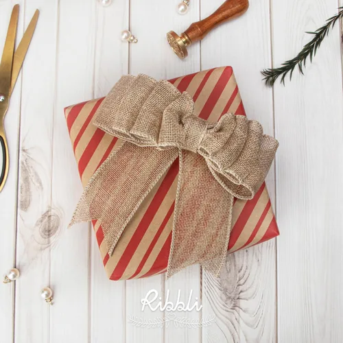 Miniatura 2 de Ribbli Cinta de arpillera natural con alambre, 2 pulgadas x 10 yardas continuas, cinta de borde con alambre para lazo grande, corona, decoración