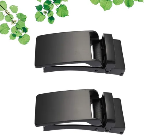 Miniatura 2 de EXCEART 2 hebillas de cinturón para hombre de aleación de negocios con hebilla automática única para cinturón (negro)