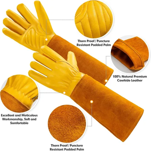 Miniatura 2 de Guantes de jardinería Acdyion para mujeres/hombres, poda de rosas, a prueba de espinas y cortes, protección larga de antebrazo, guante resistente