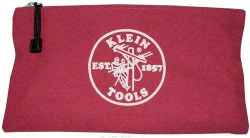 Miniatura 4 de Klein Tools 5141, bolsa de herramientas con cremallera, bolsa de lona para depósitos bancarios, bolsa utilitaria de lona, 12.5 x 7 pulgadas, Marrón
