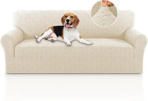 Miniatura 18 de PrinceDeco Funda elástica para sofá de 3 cojines, protector de muebles con parte inferior elástica antideslizante, apta para perros