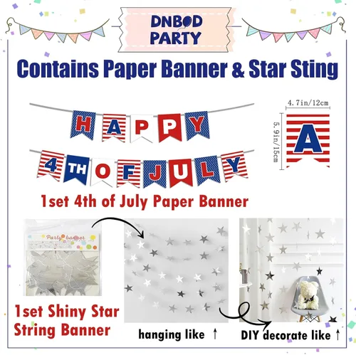 Miniatura 6 de Kit de arco de guirnalda de globos del 4 de julio, 100 globos azul marino, rojo y blanco con pancarta de papel para suministros de fiesta patriótica
