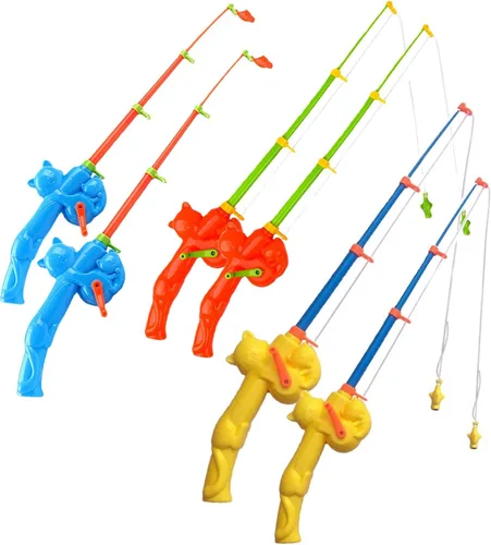 6 piezas de caña de pescar magnética juego de pesca educativa juguetes de aprendizaje 3 colores peces flotantes de plástico para niños pequeños