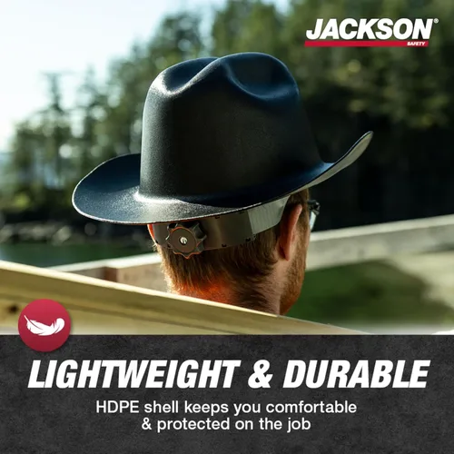 Miniatura 4 de Jackson Safety - Casco de seguridad para vaquero, sin ventilación, de ala completa, con suspensión de trinquete de 4 puntos para hombres y mujeres