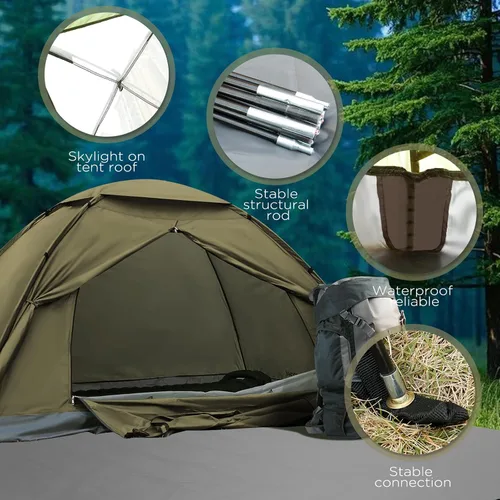 Miniatura 5 de JAICOM Tienda de campaña para 1/2/4 personas: tienda de campaña ligera para mochileros, impermeable, resistente al viento, fácil instalación