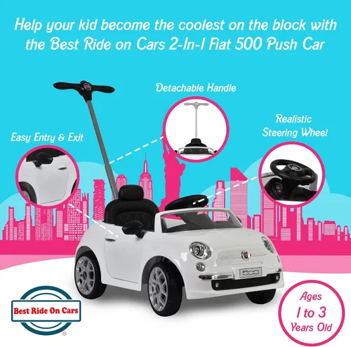 Miniatura 2 de Best Ride On Cars Fiat 500 - Coche de empuje, color rosa
