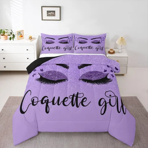 Miniatura 10 de Erosebridal Juego de edredón de pestañas, juego de ropa de cama de maquillaje femenino para niñas y mujeres, decoración de dormitorio de oro rosa