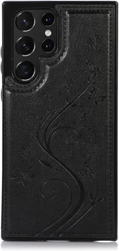 Miniatura 7 de Asuwish Funda para Samsung Galaxy S22 Ultra con protector de pantalla de vidrio templado, funda de cuero con soporte para tarjetas, doble cierre