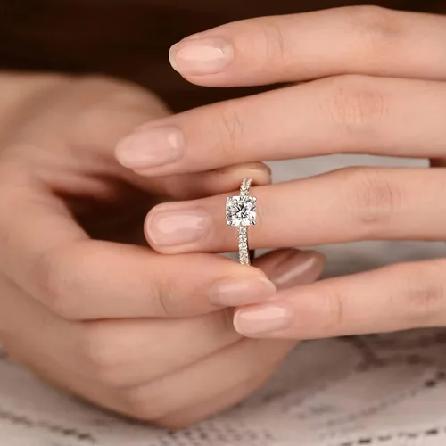 Miniatura 4 de SEIARA Anillos de compromiso de moissanita para mujer, anillos de promesa para ella, anillos con comodidad clásica y anillo de compromiso