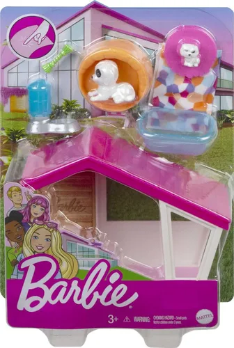 Miniatura 6 de Barbie Mini juego con 2 cachorros de mascotas, caseta para perros y accesorios para mascotas, regalo para niños de 3 a 7 años