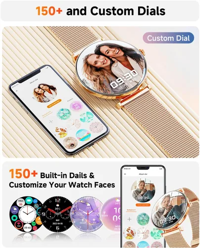 Miniatura 6 de Hwagol - Relojes inteligentes para mujer con Android iPhone compatible con iPhone [llamadas/cuerpo delgado de metal], pantalla AMOLED microesférica