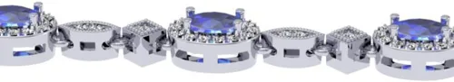 Miniatura 3 de Dazzlingrock Collection Pulsera de eslabones de mujer de diamante blanco de corte ovalado real con zafiro azul y corte redondo, plata esterlina