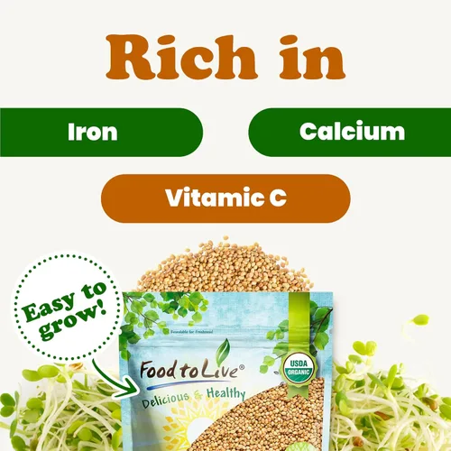 Miniatura 5 de Semillas de trébol orgánicas para germinar, 10 libras, sin OMG, puras, veganas, kosher, a granel. Semillas comestibles. Ricas en vitaminas