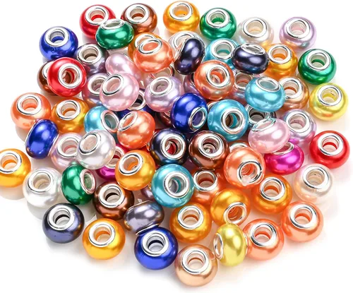 Miniatura 8 de 40 cuentas acrílicas de 0.315 x 0.591 in, cuentas focales para bolígrafos, cuentas planas de acrílico a granel, diamantes de imitación AB