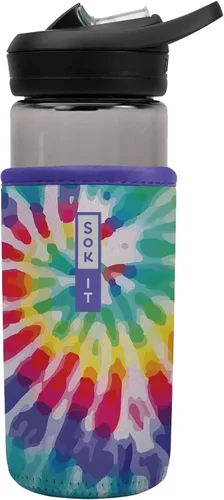 Miniatura 202 de Sok It BotlSok Funda para botella de agua con cubierta de neopreno aislante (Floral abstracto, se ajusta a CamelBak o Nalgene de 12 onzas)