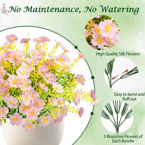Miniatura 3 de MACTING Flores artificiales para exteriores, 6 paquetes de flores falsas resistentes a los rayos UV que no se decoloran, plantas de imitación
