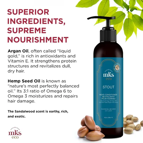 Miniatura 4 de Earthly Body MKS eco - Acondicionador robusto para hombres, aroma a sándalo, 10 onzas líquidas, hidrata el cabello, mejora la capacidad de manejo