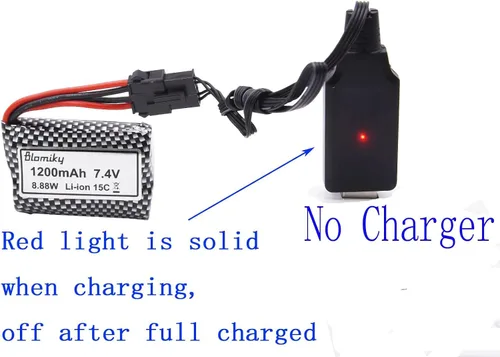 Miniatura 4 de Blomiky - Paquete de 2 baterías recargables de iones de litio de 7.4 V 1200 mAh con enchufe SM-5P y cable USB para alguna versión TX123 RC Boat
