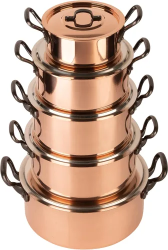 Miniatura 5 de olla de cobre estañado con asas y tapa de hierro fundido olla tradicional de cobre macizo olla de Francia ideal para sopas y guisos 1.5 cuartos