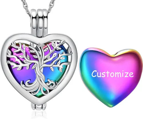Miniatura 12 de shajwo Collar de cenizas de urna de árbol de la vida para mujeres y hombres, amado, dije conmemorativo de ceniza humana