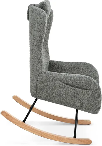 Miniatura 7 de CuisinSmart Mecedora tapizada de peluche para guardería, moderna silla mecedora con respaldo alto, mecedora interior para sala de estar, dormitorio