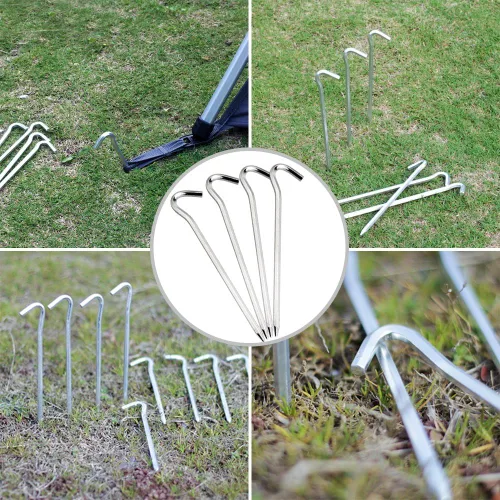 Miniatura 7 de Estacas de aluminio para tienda de campaña con gancho, estacas hexagonales de 7 pulgadas, estacas de jardín, estacas de camping para lanzar tienda