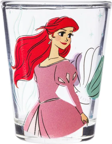 Miniatura 3 de Silver Buffalo Disney Princess With Ariel, Belle, Tiana y Cenicienta - Juego de 4 mini vasos de 1.5 onzas Disney Princess y su símbolo icónico