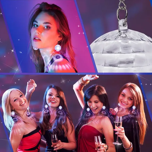 Miniatura 6 de RAHAN Aretes LED de bola de discoteca de 16 colores de luz, luz recargable, aretes iluminados para mujer, fiesta de baile, accesorios de disfraces