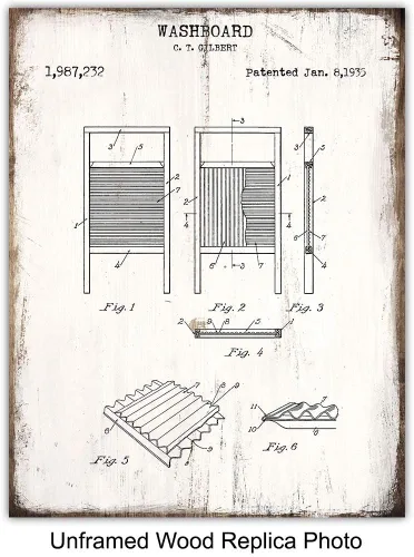 Miniatura 2 de Juego de impresiones artísticas originales de patente para cuarto de lavado - Fotos de letrero de 4-8x10 pulgadas - Estilo Shabby Chic, rústico