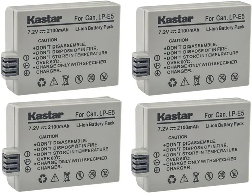 Miniatura 6 de Kastar Paquete de 1 batería LP-E5 de 7.2 V 2100 mAh de repuesto para batería Canon LP-E5 LPE5, cargador Canon LC-E5, LC-E5C, LC-E5E