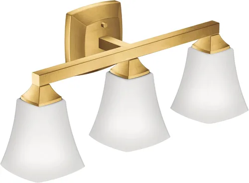 Miniatura 9 de Moen Voss YB5163ORB - Accesorio de tocador de baño de doble montaje con 3 luces de bronce aceitado con vidrio esmerilado