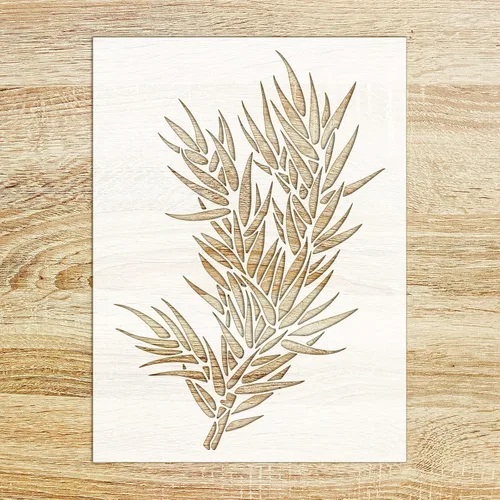 Plantilla decorativa FLONZ de rama de pino (6 x 8 pulgadas) para pintura de pared, álbumes de recortes y decoración de tartas