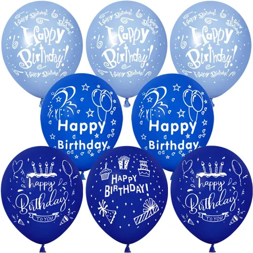 Miniatura 2 de 52 globos azules de cumpleaños con patrón de fiesta de cumpleaños para niños, decoración adecuada para fiestas de cumpleaños de niñas y niños, baby