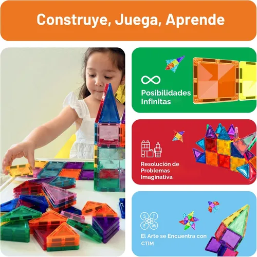 Miniatura 4 de PicassoTiles - Juego de 100 piezas de bloques magnéticos, Serie Mini Diamonds; tamaño de viaje, kit educativo STEM para niños en edad preescolar