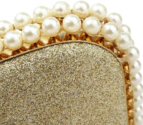 Miniatura 7 de YYW Bolso de mano de noche brillante con decoración de perlas para mujer, bolso de mano de lentejuelas para fiesta, bolso de hombro para boda