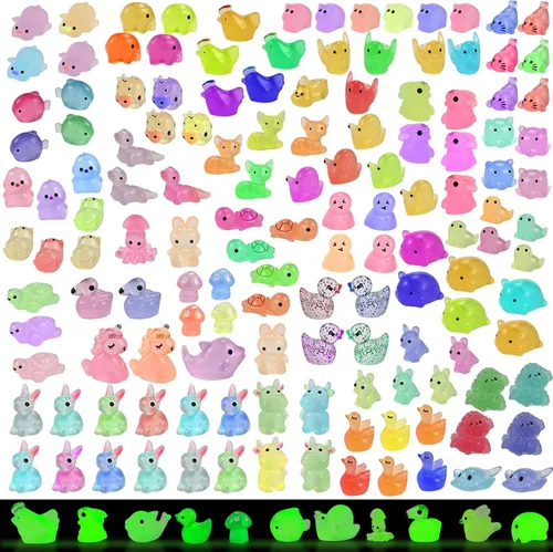 Juego de 200 piezas de mini animales de resina, 32 estilos que brillan en la oscuridad, pequeñas figuras para jardín de hadas, recuerdos de fiesta,
