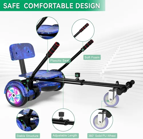 Miniatura 4 de CBD Patinete con luces LED Corlorful, ruedas de 6.5 pulgadas, scooter doble de 300 W para niños, niñas, niños y adultos, todas las edades A04-Azul