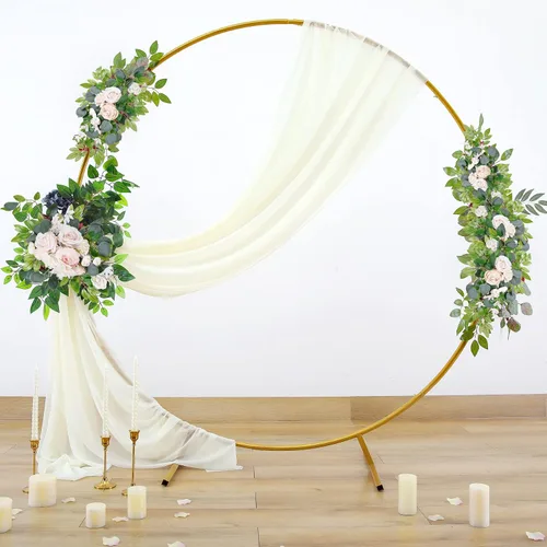 Miniatura 9 de Tela drapeada para arco de boda, cortinas de arco beige, cortina de telón de fondo transparente para ceremonia, foto, decoración de boda, 19 pies