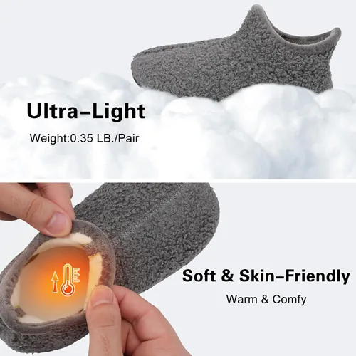 Miniatura 4 de Scurtain Pantuflas unisex para niños grandes, calcetines de lana artificial con suela de goma antideslizante para niños grandes, niñas y niños